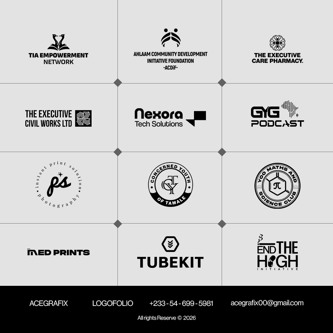 Grid of nine logos and text blocks, including organizations and companies, with contact info at bottom.