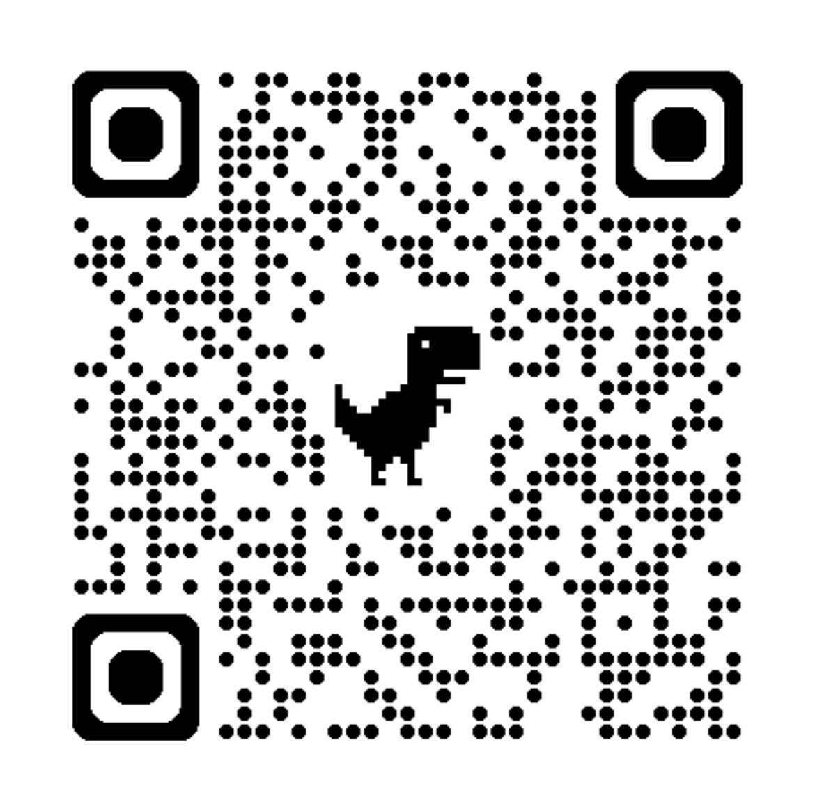 QR code with a dinosaur silhouette in the center